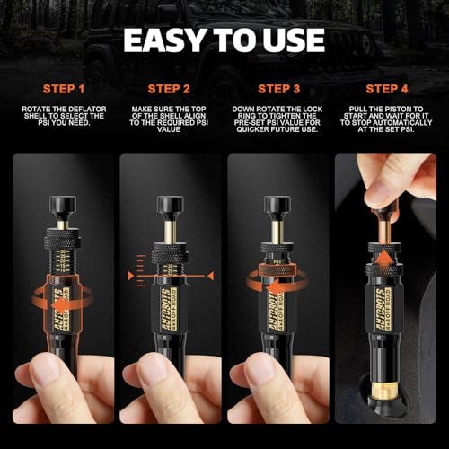AUTOBOTS Adjustable Tire Deflator(10-30 PSI) Auto-Stop Tire Deflators Offroad Accessories 4 PCS - Automatic Tire Air Down Tool for Offroad Vehicle, Jeep, Truck or ATV - Image 5