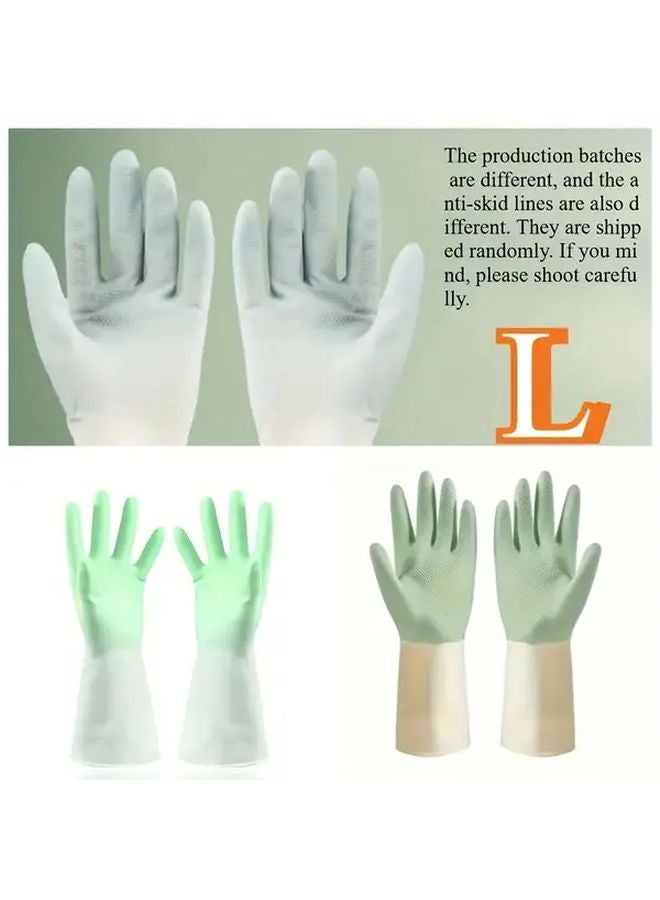 Thick Waterproof Latex Kitchen Gloves Green Non Slip Grip For Dishwashing And Cleaning - Image 2