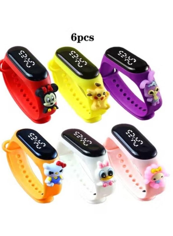 Kids' Water Resistant Silicone Digital Watch 6PCS  - Image 1