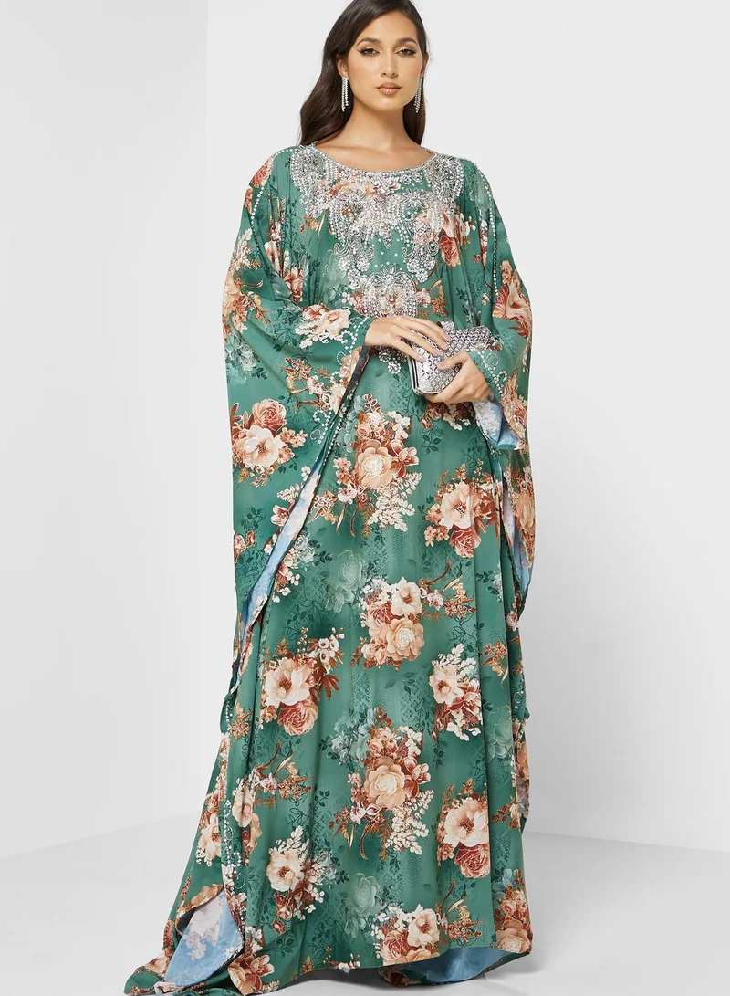 ARABIAN CLOSET Floral Printed Kaftan