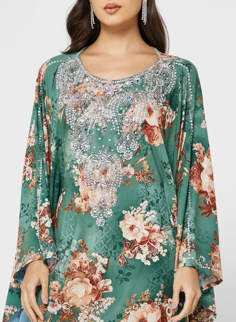ARABIAN CLOSET Floral Printed Kaftan