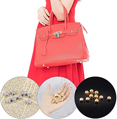 AUEAR, 30 Pack Screw Back Stud Purse Feet Metal Studs Rivet for Leather Bag Craft DIY (Flat Head, 11 mm, Silver & Gold Gun Black) - Image 3