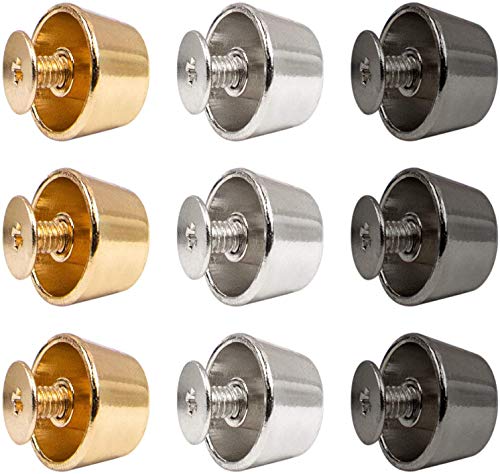 AUEAR, 30 Pack Screw Back Stud Purse Feet Metal Studs Rivet for Leather Bag Craft DIY (Flat Head, 11 mm, Silver & Gold Gun Black) - Image 5