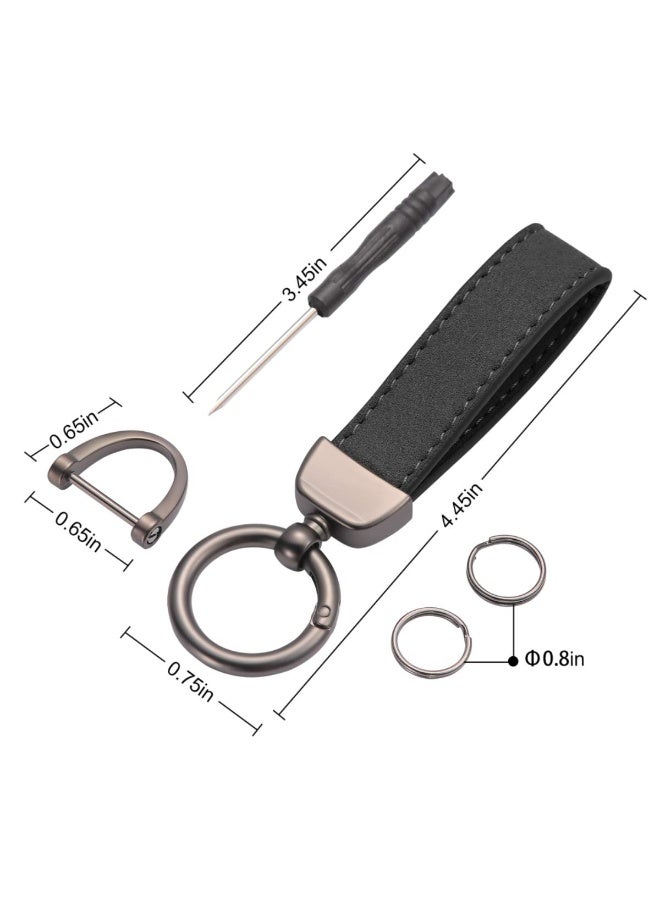LEBOCADO Car PU Leather Metal Keychain Premium 360° Rotatable Suede Cowhide Car Keychain , Key School Bag Car Decoration Pendant- Black Send a Screwdriver - Image 4