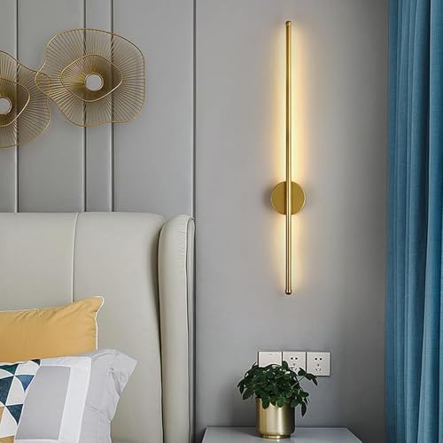 Desidiya Metal Modern LED 3 Color Long Wall Sconce Gold Wall Light for Bedroom Living Room Corridor Lighting Fixtures Wall Mount (Warm+Natural+Coolwhite), Pack of 2 - Image 3