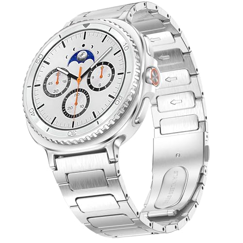 PanPinnacle Stainless Steel Band For Galaxy Watch 8 Classic 46mm/Galaxy Watch 8 40mm 44mm Bands,Solid Metal Business Replacement Strap For Samsung Galaxy Watch 8 Bands Men Women,Silver - Image 1