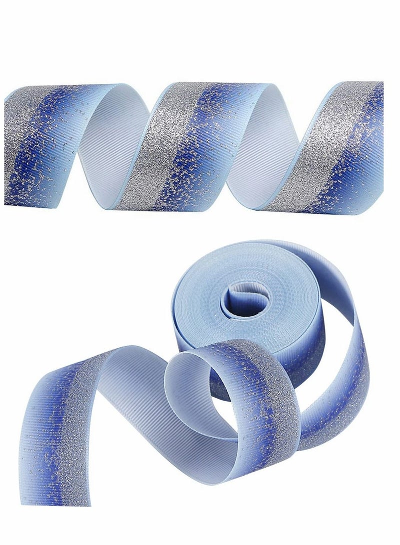 Y&D Tree Ribbon Glitter Fabric Grosgrain 38mm x 5 Yards for Making Hair Bow DIY Headband Dressing Arts Sewing Birthday Party Events Bridal Shower, Wedding Events, Decoration (Blue)  - Image 2