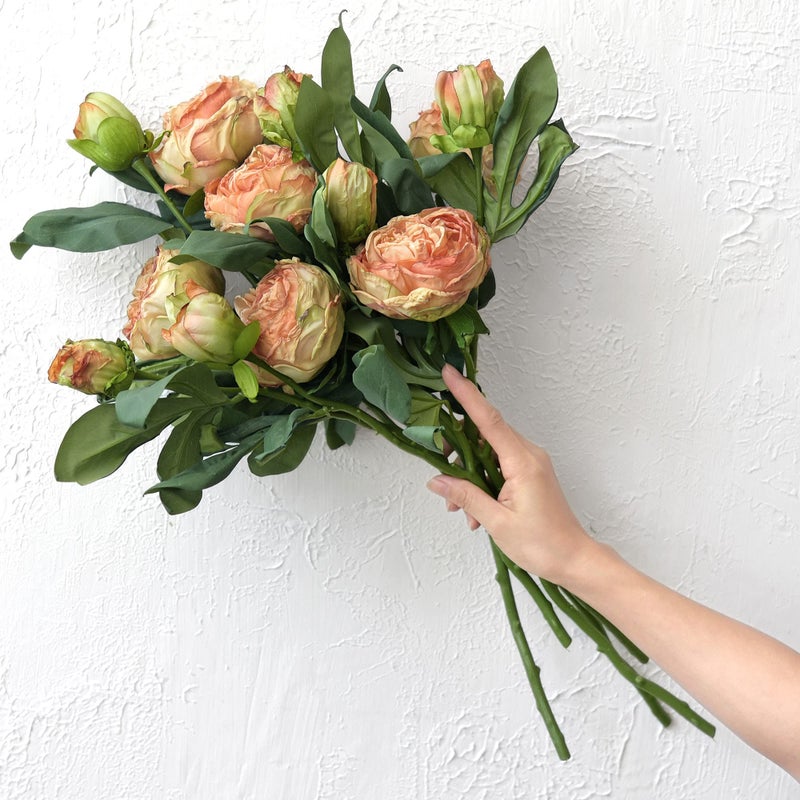 FiveSeasonStuff Vintage Dusty Coral Pink Peonies â€” Artificial Silk Flowers with Intentional Aged, Naturally Textured Petals, 6 Stems - Image 4
