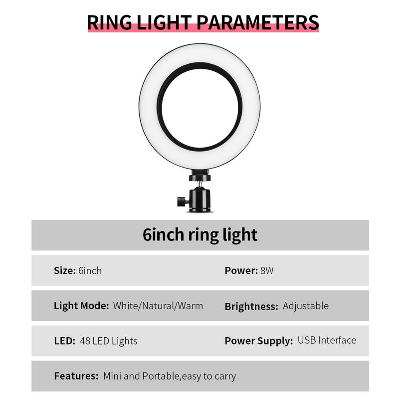 6inch LED Ring Light Circular LED Photography Video Selfie Ring Light Replacement for You Tube/Tik Tok Live Streaming - Image 5