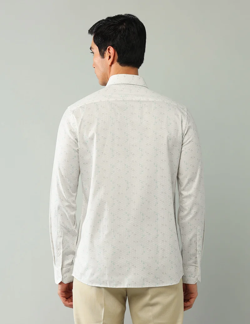 Arrow Beige Slim Fit Dobby Printed Shirt for Men | Best Price UAE