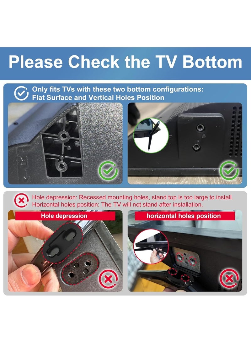 Stands for TCL Smart TVs - 32-inch, 40-inch, 43-inch, 48-inch, 49-inch, 50-inch, 55-inch, 65-inch, 75-inch, 85-inch, 32S321, 32S325, 32S327, 32S305, 32S301, 32S303, 32S4610R, 32S3850, 32S3850A, 32S3850B, 32S3850P, 32FS4610R, 32S800, including screws. - Image 2