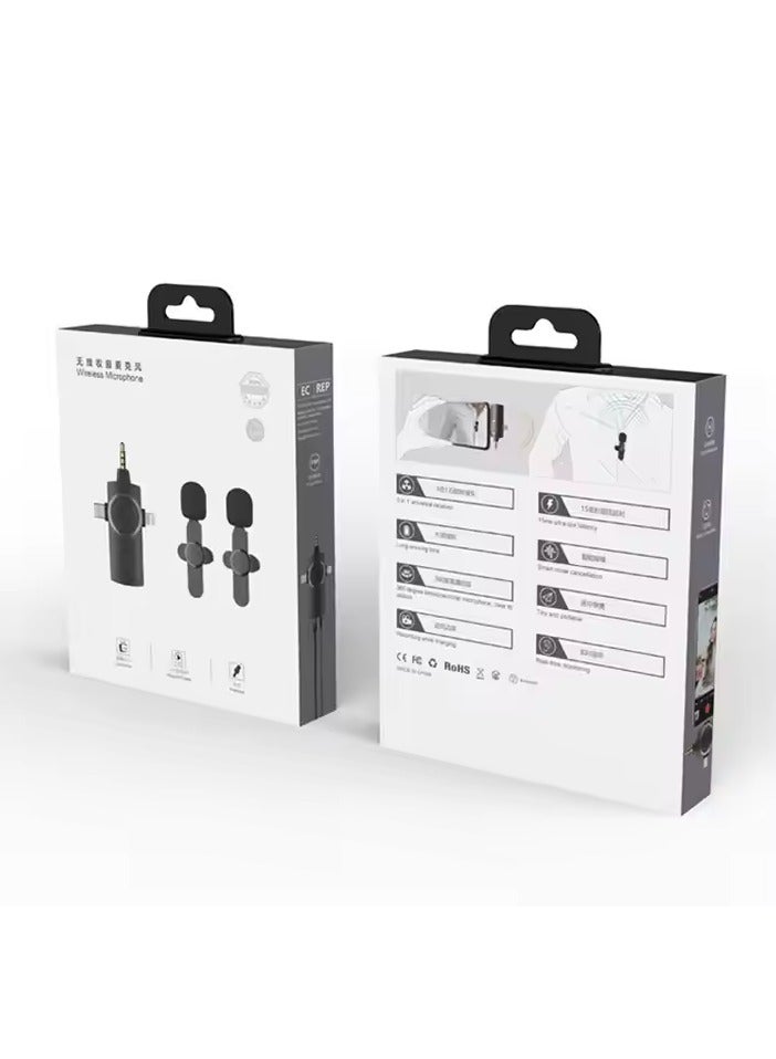 Plug-Play 3 In 1 Wireless Lavalier Microphone Professional Microphone Wireless Microphone - Image 2