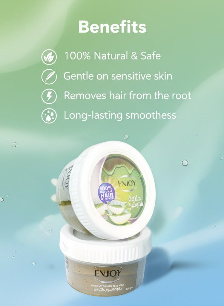 ENJOY Hair Remover Paste with Aloe Vera – 400g | 100% Natural Sugar Wax | Gentle & Soothing Hair Removal | Calming & Hydrating for Sensitive Skin | Smooth & Silky Finish | Long-Lasting Results - Image 5