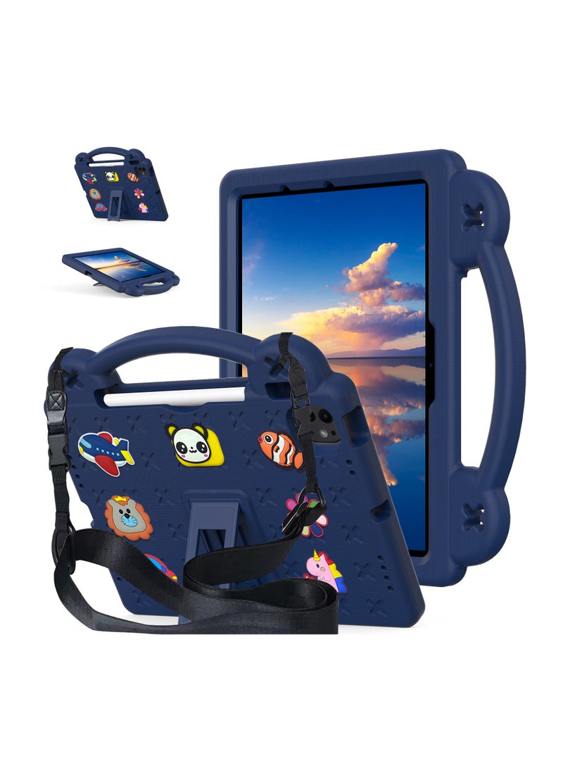 Kids Case Compatible with iPad 11th Generation A16 2025 (11 inch), Shockproof Case with Shoulder Strap and Handle Stand For iPad 11th Gen (Navy) - Image 1