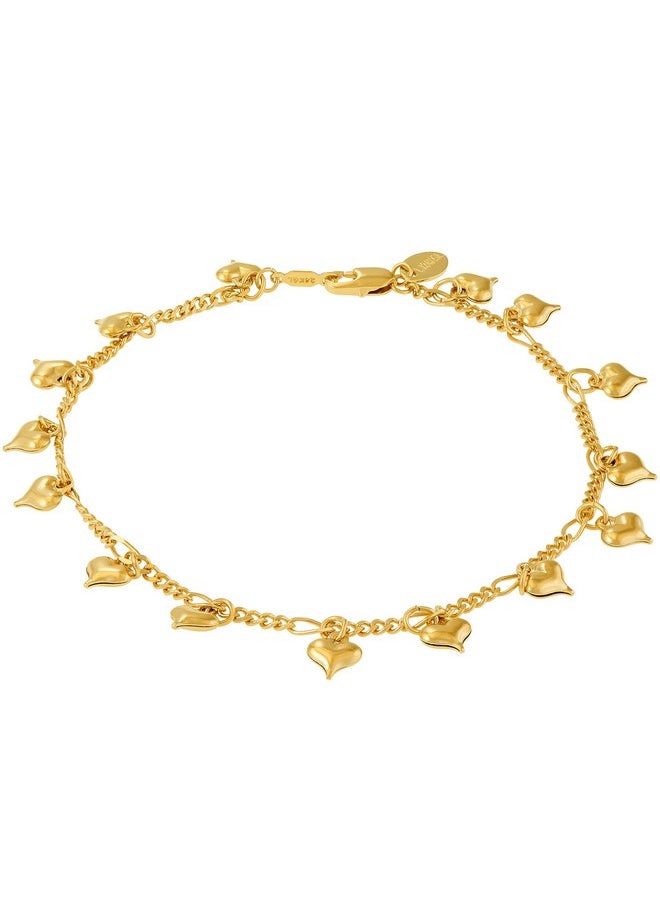 Lifetime Jewelry Anklets For Women And Teen Girls 24K Gold Plated Chain With Dangling Hearts Ankle Bracelet To Wear At Beach Or Party Cute Surfer Anklet 9 10 And 11 Inches (11)  - Image 1