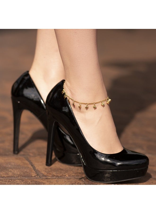 Lifetime Jewelry Anklets For Women And Teen Girls 24K Gold Plated Chain With Dangling Hearts Ankle Bracelet To Wear At Beach Or Party Cute Surfer Anklet 9 10 And 11 Inches (11)  - Image 3