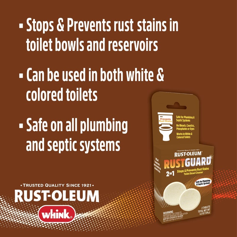 Rust-Oleum RustGuard Rust Stain Remover | Heavy-Duty Iron Stain Remover & Toilet Bowl Cleaner For White & Colored Toilets | 2 Tablet Box - Image 3