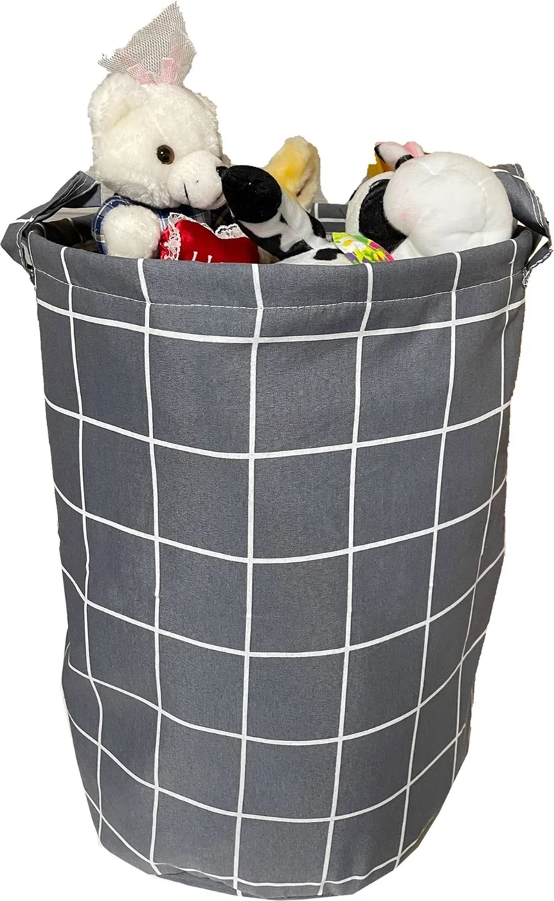 Nelson Laundry Basket Double Layer Fabric Foldable Basket - Gray Panel