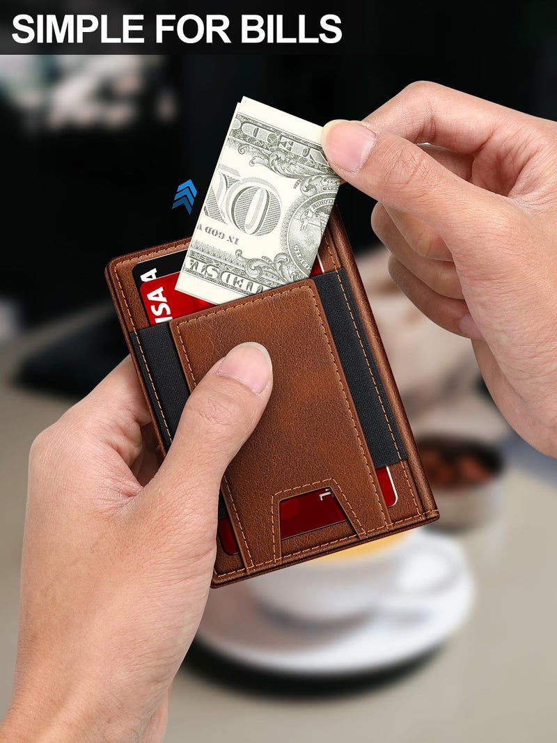 SEMORID Wallet for Men Slim Leather Wallets for 9-13 Cards, RFID Blocking Thin Card Holder Wallet with ID Window & Stretchable Cash Slot, Minimalist Bifold Small Wallet for Front Pocket, Birthday Gift for Men - Image 4