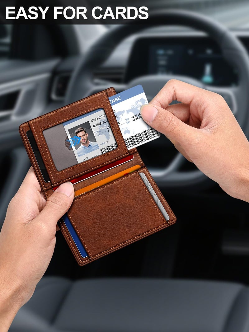 SEMORID Wallet for Men Slim Leather Wallets for 9-13 Cards, RFID Blocking Thin Card Holder Wallet with ID Window & Stretchable Cash Slot, Minimalist Bifold Small Wallet for Front Pocket, Birthday Gift for Men - Image 3