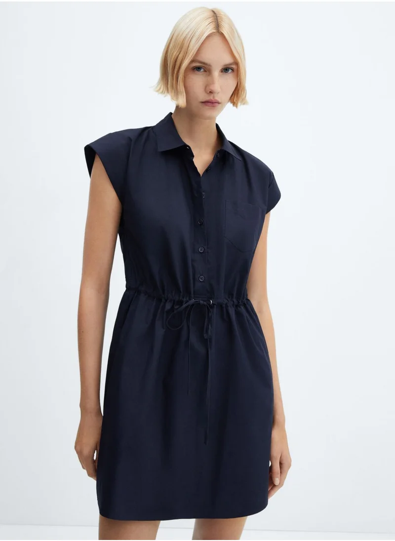 MANGO Tie Detail Button Down Dress