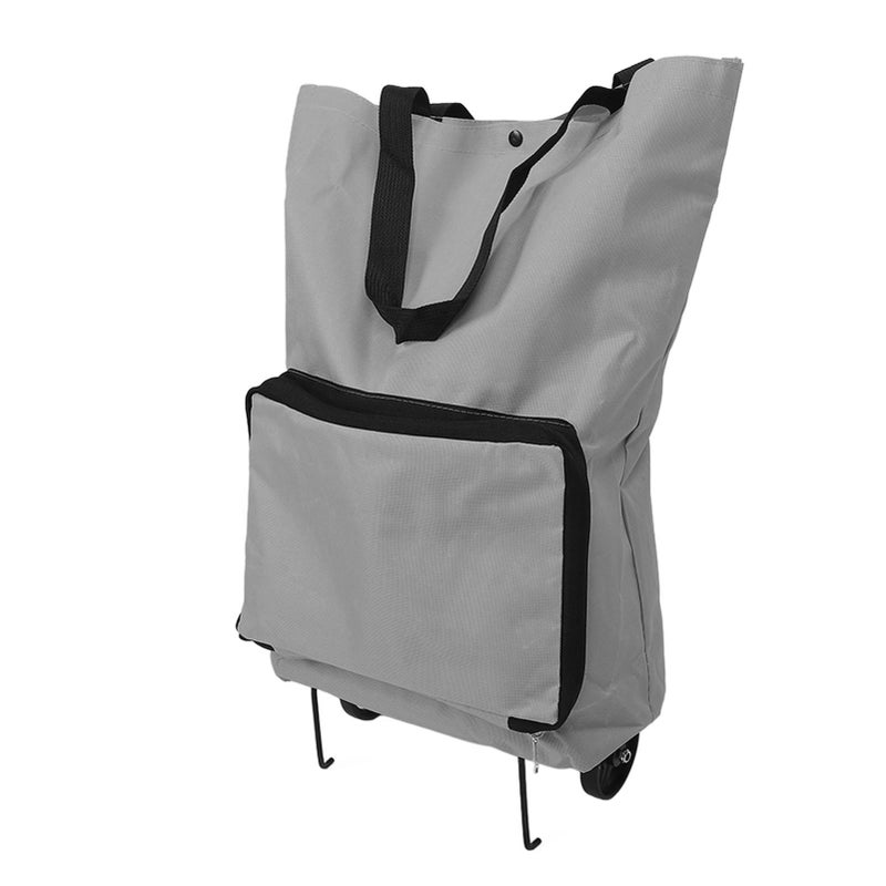 Foldable Shopping Cart: Grey Large Capacity - Sturdy Foldable Design Portable Cart Bag for Grocery Shopping, Travel, Camping, Seniors & Girls - Image 2