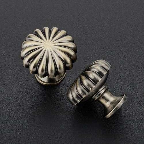 Ravinte Decor 20 Pack Cabinet Knobs Zinc Alloy Drawer Knobs Hardware for Kitchen Cabinets Dresser and Wardrobe Doors Vintage Dresser Drawer Pulls Antique Brass - Image 3