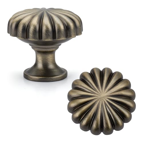 Ravinte Decor 20 Pack Cabinet Knobs Zinc Alloy Drawer Knobs Hardware for Kitchen Cabinets Dresser and Wardrobe Doors Vintage Dresser Drawer Pulls Antique Brass - Image 1