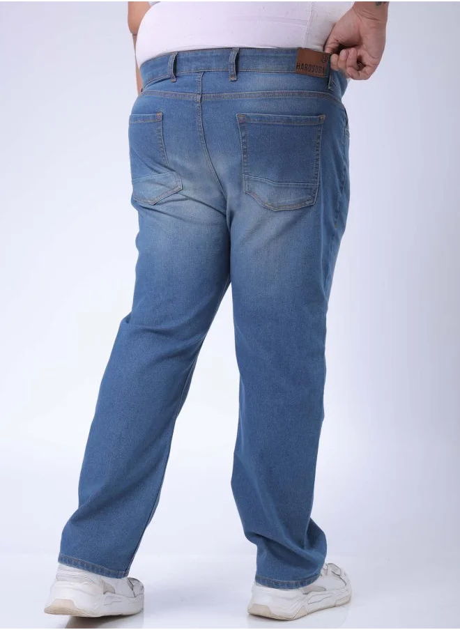 HARDSODA Men Plus Size Vintage Straight Fit Solid Mid-Rise Stretchable Jeans
