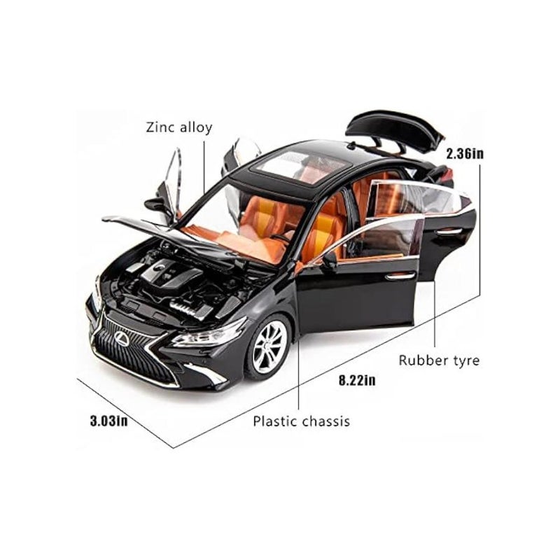 1/24 Lexus ES300 Diecast Car Model Alloy Collectible Pull Back Toy Car with Light and Sound Toy Vehicle for Boys Gift Black - Image 2