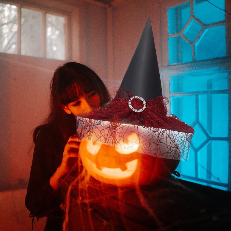 Halloween Witch Hat: Black High-Quality Durable Scary Witch Hat - Soft Comfortable Halloween Decor for Halloween Parties Cosplay Yard Decorations - Image 4