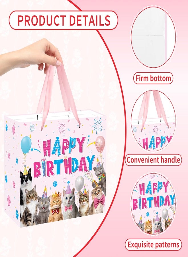 EoBeCy Cat Birthday Gift Bags with Handles, Tissue Paper and Greeting Card, Cute Cat Wrapping Paper for Girls Kids Teens Pet Theme Birthday Party Decorations and Supplies - Image 4