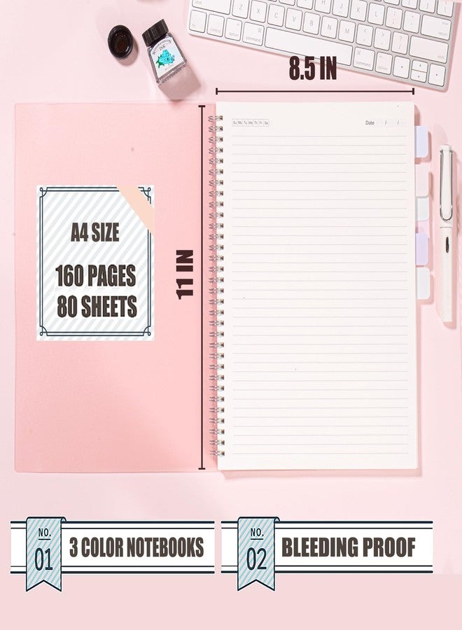 OWSC 3 Pack Lined Spiral Notebook, 8.5 x 11 Inches Notebooks for Work, School and Journal with 110 GSM Thick Paper, Large Notebook with 80 Sheets/160 Pages, Notebooks College Ruled for Note Taking - Image 3