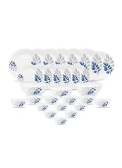 La Opala Diva by La Opala, Pearl Collection, Opal Glass Dinner Set 28 pcs, Indigo Bliss, White  - Image 1