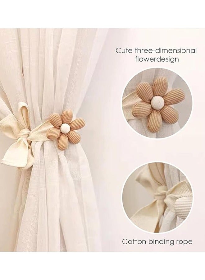 2pcs Cute Three-dimensional Flower Curtain Bandage Tied Ornaments One-Pair Package Simple and Fresh Curtain Buckle Lace Up Hanging Ornaments - Image 2