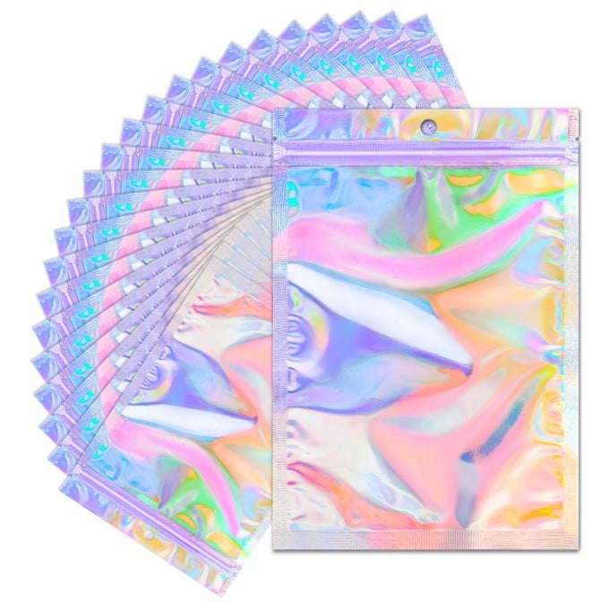 100 PACK HOLOGRAPHIC BAGS 4 X 6 INCHES MYLAR BAGS PACKAGING BAGS FOR SMALL BUSINESS RESEALABLE SMELL PROOF BAGS LITTLE BAGS FOR SMALL BUSINESS HOLOGRAPHIC ZIPPER BAGS FOR FOOD STORAGE