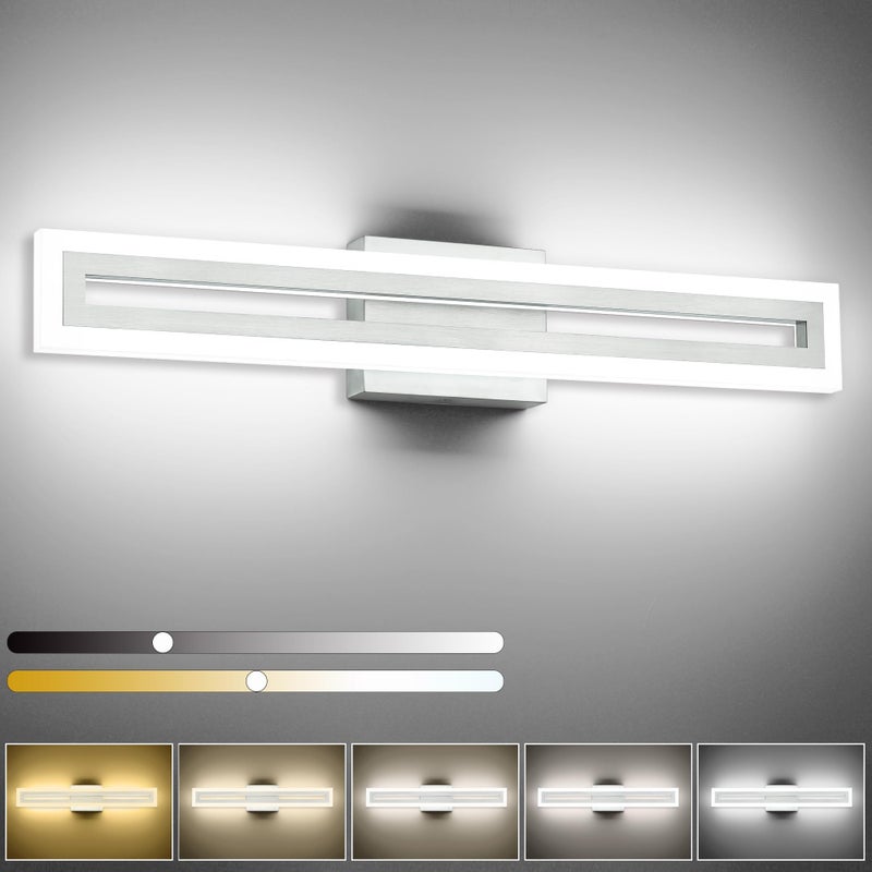 SOLFART Brushed Nickel Vanity Lights for Bathroom 5 Color Adjustable Dimmable 24 Inch Led Vanity Light 5CCT - Image 1