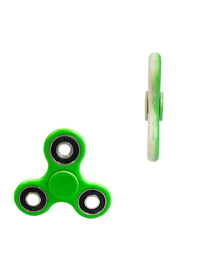 Premsons Premsons® Hand Spinner Desk Toy - High Speed Smooth Finger Spin Sensory Fidget Stress Relief Game Play for Kids & Adults - Birthday Party Gift - Four Bearing - Green + White Dual Sided  - Image 2