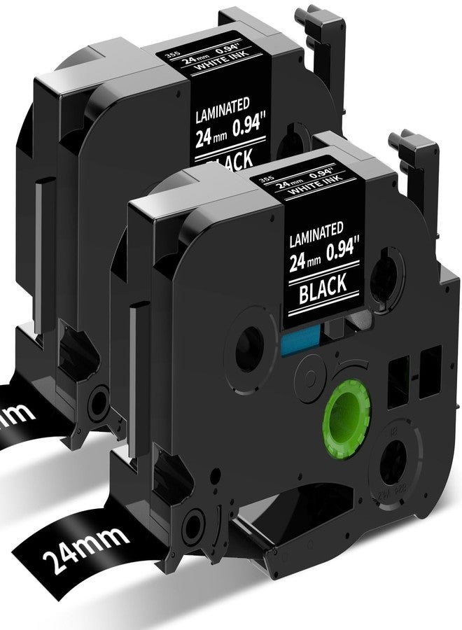 Buyalot Compatible Label Tape Replacement for Brother Ptouch Label Maker Tape, TZe-355 24mm 1 Inch Standard Laminated White on Black Compatible with Brother Ptouch PTD600 PTP700 PT2300, 2-Pack - Image 1