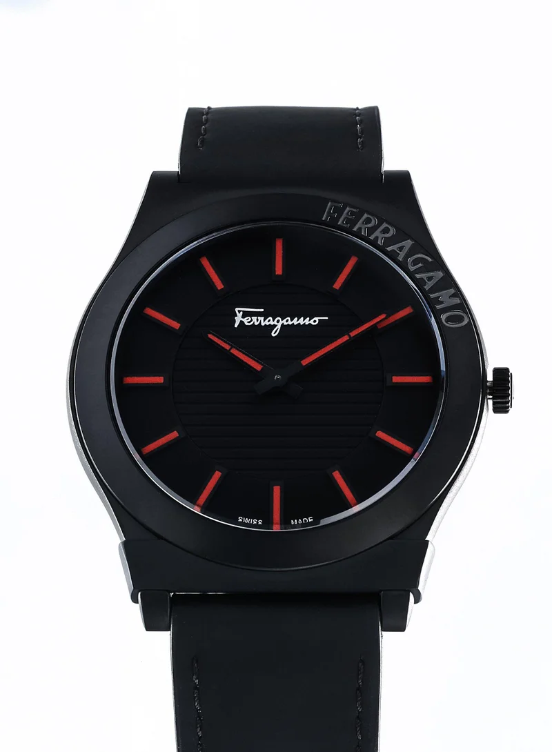FERRAGAMO  Gancini Quartz Black Dial Watch for Men | Best Price UAE