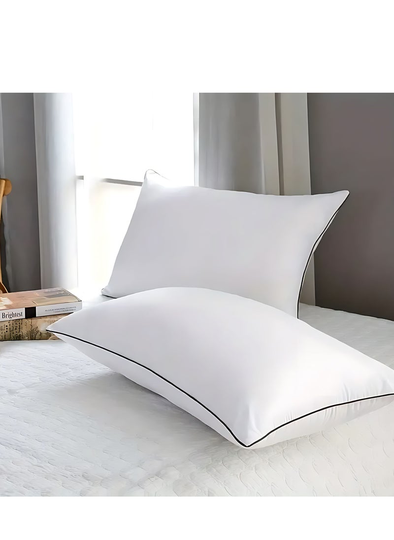 MAXQON Set of 2-Feather Bed Pillow Luxurious Comfort with Goose Feather and 100% Cotton Fabric, (White, Size 50x70 CM)  - Image 2