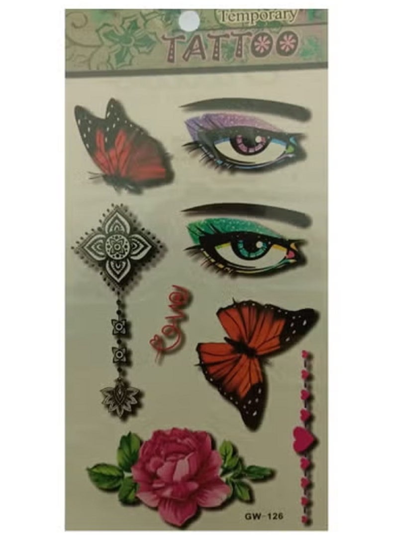 Temporary tattoos with unique designs combining butterflies roses and eyes - attractive - Image 2