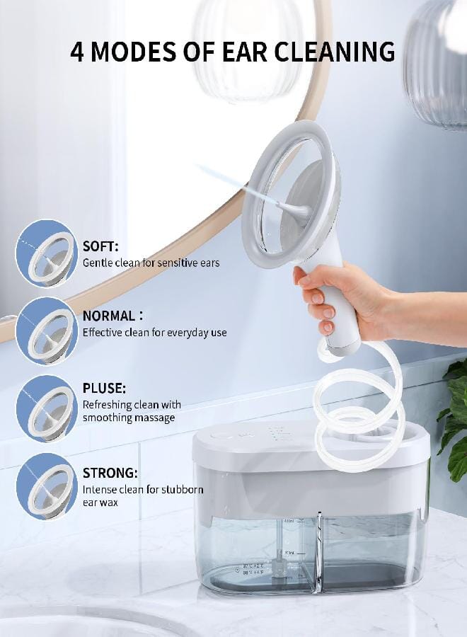 جهاز تنظيف الأذن KAUGIC يعمل بالطاقة المائية، مجموعة إزالة شمع الأذن الكهربائية، مؤهلة لـ FSA HSA، مجموعة ري الأذن مع نظام صرف و 4 أوضاع تنظيف، مجموعة غسل الأذن آمنة وفعالة للبالغين مع 3 نصائح للأذن - Image 4