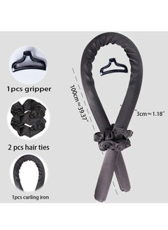General Heat-free curling iron, silk headband, with hairpins, soft and natural curls and waves to do your own, styling tool for sleeping overnight (black)  - Image 4