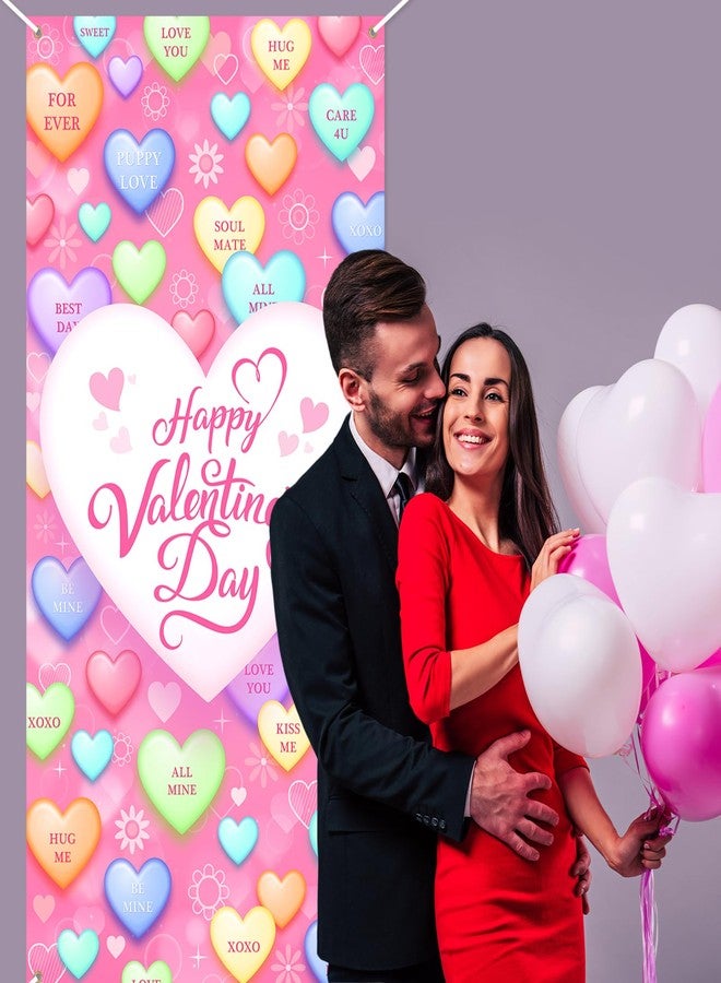 Avezano Happy Valentine's Day Door Cover Valentines Day Door Decorations Pink Conversation Heart Valentines Banner Valentine's Day Party Supplies - Image 5