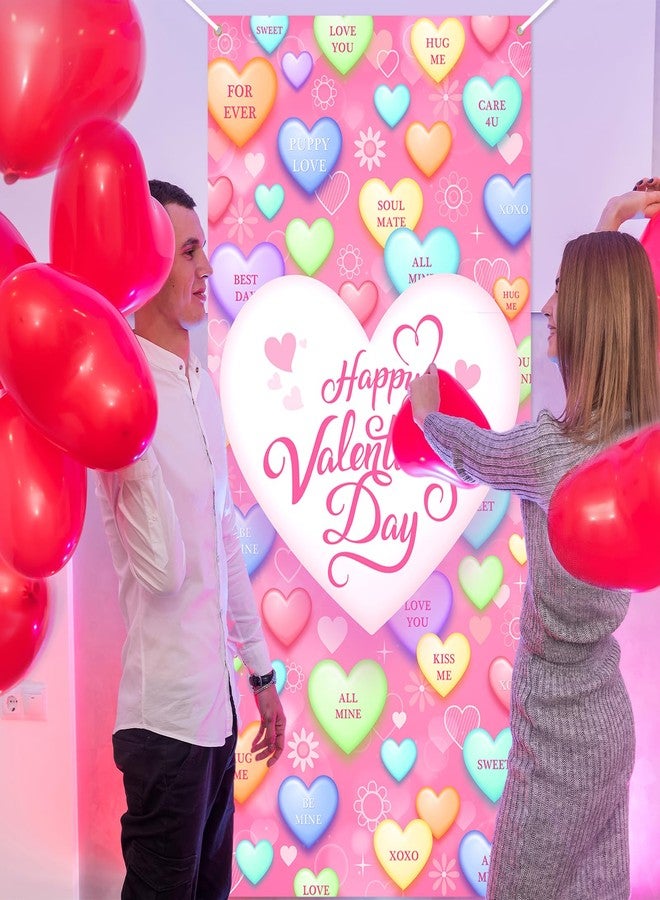 Avezano Happy Valentine's Day Door Cover Valentines Day Door Decorations Pink Conversation Heart Valentines Banner Valentine's Day Party Supplies - Image 4