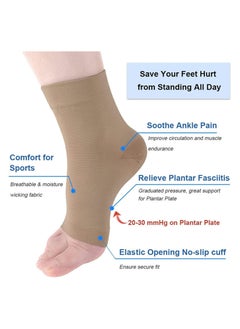 Y&D Ankle Compression Sleeve, for Sprained Ankles, Open Toe Сompression Socks Breathable Brace Elastic Thin Swelling, Plantar Fasciitis, Sprain, Nano Women and Men  - Image 3