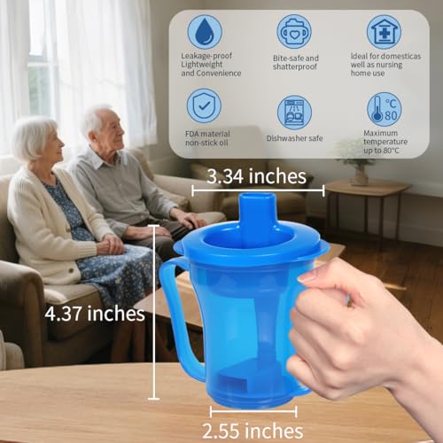 Ehucon dysphagia regulating drinking cup for elderly with difficulty swallowing,with 5cc and 10cc sip cup,assistive devices liquids only,No thickener is Used (Blue-Lid+Body,Pack of 1) - Image 3