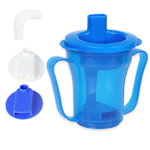 Ehucon dysphagia regulating drinking cup for elderly with difficulty swallowing,with 5cc and 10cc sip cup,assistive devices liquids only,No thickener is Used (Blue-Lid+Body,Pack of 1) - Image 1