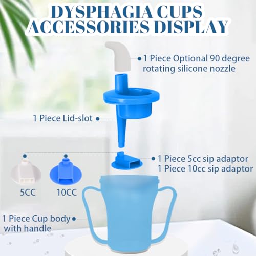Ehucon dysphagia regulating drinking cup for elderly with difficulty swallowing,with 5cc and 10cc sip cup,assistive devices liquids only,No thickener is Used (Blue-Lid+Body,Pack of 1) - Image 2